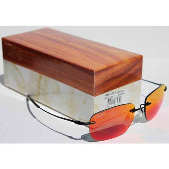 MAUI JIM Nanea POLARIZED Sunglasses RM332-2M Black/Hawaii Lava NEW Japan $316